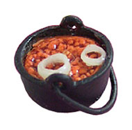 Dollhouse Miniature Baked Beans In Kettle